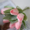 6Pcs Silk Tulip Bouquet Powder Vase for Home Party Festive Decoration Diy Wedding Decorative Wreath Christmas Artificial Flowers - Image 3