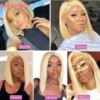 Blonde Bob Wig 613 Human Hair Wig Short 613 Bob Lace Font Wig for Women 613 Lace Frontal Wigs 13x4 Straight Bob Human Hair Wigs - Image 4