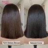 Raw Vietnamese Bone Straight Wigs Double Drawn Short Bob Human Hair Wig Pre Plucked HD Transparent Lace Frontal Wig Ombre Brown - Image 2