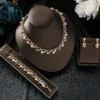 4pcs women's jewelry set with pearl rhinestone necklace, earrings, bracelets, bride's wedding accessories - Image 3