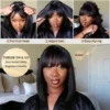 34 Inch 3X1 Middle Part Lace Wig Straight Human Hair Wigs With Bangs Brazilian Full Machine Made 100% Human Hair Wigs For Women - Image 3