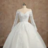 Real video Ball Gown Off Shoulder Wedding Dresses Full Sleeve Sweetheart Lace Appliqus Bead Wedding Dresses For Women 2024 New - Image 5