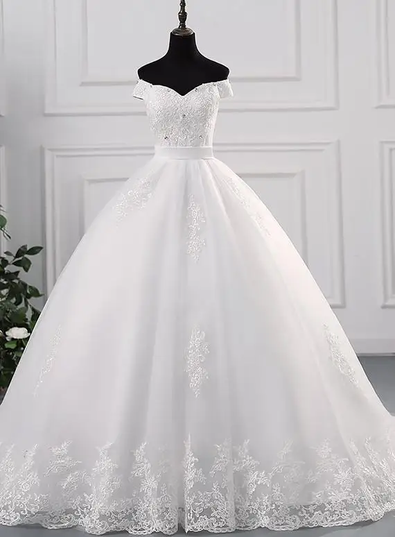 Ashley Gloria 2024 New Wedding Dresses Elegant Boat Neck Classic Lace Bridal Dress With Court Train Vestido De Noiva - Image 10