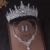 Luxury Silver Color Crystal Water Drop Bridal Jewelry Sets Rhinestone Tiaras Crown Necklace Earrings Wedding Dubai Jewelry Set - Image 31
