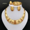 Dubai Gold Color Jewelry Set For Women Quality 18K Gold Plated Fashion Set Jewelry Necklace Earrings Ring Bracelet Free Shipping - Image 9