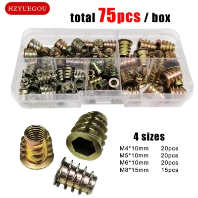 [:en]165/75/55pcs Threaded Insert Nut E-nut M4 M5 M6 M8 Set Kit For Wood Furniture Bed Cabinet Table Embedded Hex Hexagon Socket Head[:ar]165/75/55pcs Threaded Insert Nut E-nut M4 M5 M6 M8 Set Kit For Wood Furniture Bed Cabinet Table Embedded Hex Hexagon Socket Head[:]