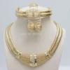 Free Shipping Gold Color Dubai African White Crystal Necklace Bracelet Earring Ring Wedding/Bride Jewelry Set - Image 7