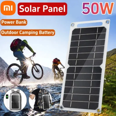 Xiaomi 50W Portable Solar Panel Power Bank With USB Waterproof Safe Stabilize Charger For Phone Power Bank Outdoor Camping