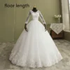 Customized Fashion Elegant Lace Long Sleeve Wedding Dress Floor or Train Real Gown V Neck Beautiful Plus Size Vestido De Noiva - Image 9