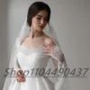 Customized White Lace Boat Neck A-line Wedding Dress With Button ILLUSION Full Sleeves Sweep Train Floor Length Bride Gown - Image 4