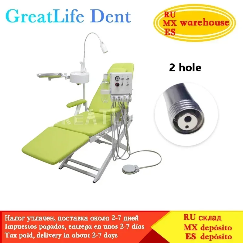 New Original Dental Folding Chair with Led Lamp and Portable Air Turbine Unit and Water Flushing Dental Portable Chair Set - Image 9