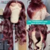 99J Burgundy Colored 13X4 Hd Lace Frontal Wig Body Wave Curly Human Hair Wig Brazilian Hot CherryRed Lace Front Wigs Pre Plucked - Image 4