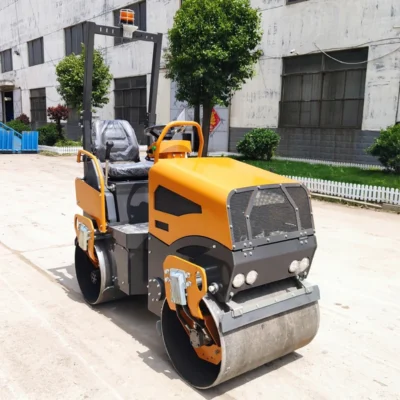 2 Ton Ride-On Double Drum Roller, Hydraulic Vibratory Compactor for Road Construction & Paving