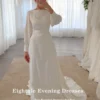 Eightale Arabic Wedding Dress Customized O-Neck A-Line White Ivory Simple  Long Sleeves Bridal Gown Vestido De Noiva - Image 5