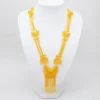 Necklace/Earrings (Geometric Hollow Tassel) Women 24K Gold, AU999 | Hammered meteorite prism with raised diamond-tassel facets. - Image 3