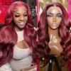 99J Burgundy Colored 13X4 Hd Lace Frontal Wig Body Wave Curly Human Hair Wig Brazilian Hot CherryRed Lace Front Wigs Pre Plucked - Image 7
