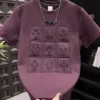 2025 summer new men's versatile heavy industry letter steel print short sleeve t-shirt fashion casual crew neck pullover top - Image 2