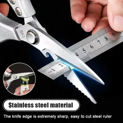 [:en]Professional 8.5-inch Stainless Steel Kitchen Scissors with Aluminum Alloy Handle - Perfect for Cutting Chicken Bones Meat Fish[:ar]Professional 8.5-inch Stainless Steel Kitchen Scissors with Aluminum Alloy Handle - Perfect for Cutting Chicken Bones Meat Fish[:]