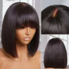 3X1 Straight Bob Wig With Bangs Full Fringe Machine Made Glueless Ready-to-Wear 30 Inch Brazilian Wig Human Hair Wig For Women - Image 4