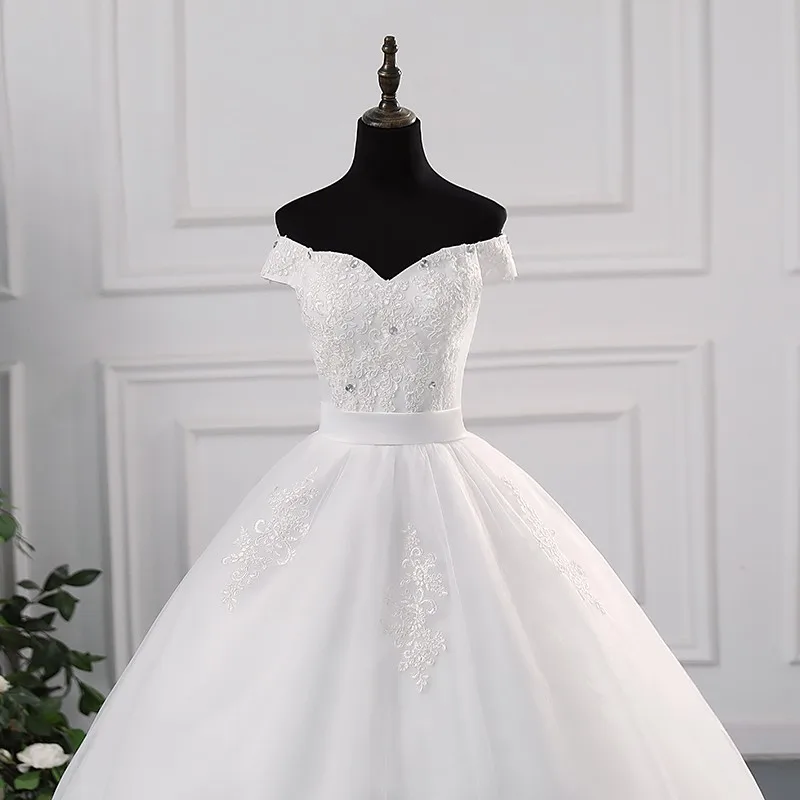 Ashley Gloria 2024 New Wedding Dresses Elegant Boat Neck Classic Lace Bridal Dress With Court Train Vestido De Noiva - Image 3