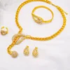 Dubai 24K Gold Plated Gold Women Jewelry Sets Classic Design Necklace Earrings Charm Bracelet Ring Banquet Party Jewelry - Image 3