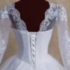 Y&M V Neck Full Sleeve Customized Plus Size Vestido De Noiva 2025 Wedding Dress Long Train or Floor Appliqe Bridal Tulle Mariage - Image 6