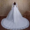 Y&M V Neck Full Sleeve Customized Plus Size Vestido De Noiva 2025 Wedding Dress Long Train or Floor Appliqe Bridal Tulle Mariage - Image 2