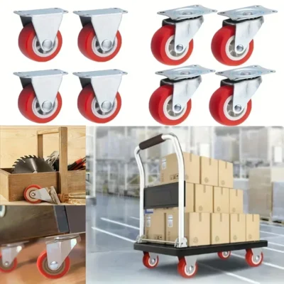[:en]4-Pack PVC 1.97 "Universal and directional casters, quiet red rotating wheels, wheelbarrow, furniture project trolley[:ar]4-Pack PVC 1.97 "Universal and directional casters, quiet red rotating wheels, wheelbarrow, furniture project trolley[:]