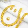 Fashion Dubai 24k Gold-plated Earrings Bracelet Earrings Choker Necklace Jewelry Sets for Mom Bridal Wedding Indian Party - Image 3