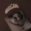 Luxury Silver Color Crystal Water Drop Bridal Jewelry Sets Rhinestone Tiaras Crown Necklace Earrings Wedding Dubai Jewelry Set - Image 4