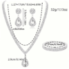 4 Pieces Luxurious Jewelry Set Exquisite Rhinestone Pendant Elegant Women's Crystal Silver Plated Necklace Earrings Bracelet Set - Image 13