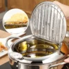 1pc Stainless Steel Oil Pan Household Thermometer With Cover Tempura Oil Fryer Small Oil Saving French Fries Frying Pan - Image 2