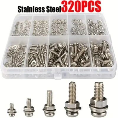 [:en]320pcs Premium Stainless Steel Screw and Nut Assortment Kit - Corrosion-Resistant, Snap-in Nuts, M2 to M5 Sizes - Ideal for DIY,[:ar]320pcs Premium Stainless Steel Screw and Nut Assortment Kit - Corrosion-Resistant, Snap-in Nuts, M2 to M5 Sizes - Ideal for DIY,[:]