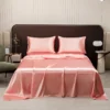 Washable Ice Silk Mattress Protector Dustproof Sheet Bedding Bed Linen Luxury Silky Champagne Flat Sheet (Without pillowcase) - Image 10