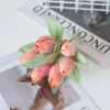 6Pcs Silk Tulip Bouquet Powder Vase for Home Party Festive Decoration Diy Wedding Decorative Wreath Christmas Artificial Flowers - Image 16