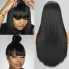34 Inch 3X1 Middle Part Lace Wig Straight Human Hair Wigs With Bangs Brazilian Full Machine Made 100% Human Hair Wigs For Women - Image 4