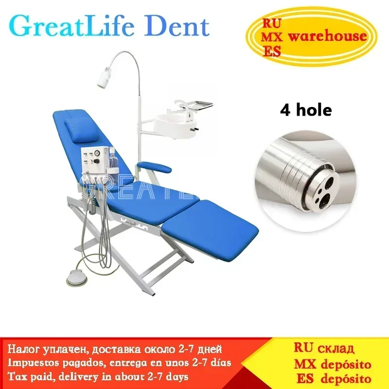 New Original Dental Folding Chair with Led Lamp and Portable Air Turbine Unit and Water Flushing Dental Portable Chair Set - Image 8