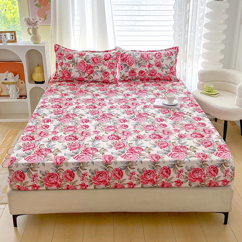 Flower Printed Fitted Bed Sheets Reactive Printed sabanas cama matrimonial Single/Queen/King Mattress Cover Double Bedsheets - Image 19