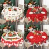 Christmas Polyester Round Tablecloth 2025 Merry Christmas Decoration For Home Xmas Gift Navidad New Year 2026 Dining Table Cover - Image 2