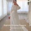 Eightale Arabic Wedding Dress Customized O-Neck A-Line White Ivory Simple  Long Sleeves Bridal Gown Vestido De Noiva - Image 4