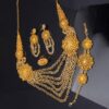 Luxury Middle Eastern Jewelry Set, Vintage Fashion Necklace, Earrings, Ring, Bracelet, 4-Piece Set, Zinc Alloy, Perfect for Parties, Gifts, All-Year Wear - Image 4