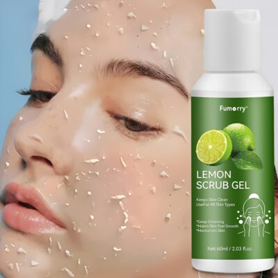 Fumorry Lemon & Plant Acid Gel Scrub - 2.03oz (60ml) Deep Cleansing & Softening Face & Body Light Beige Smoother, Natural Fruit Acid Formula with Lemon Scrub Gel for Blackhead & Whitehead Removal, Sensitive Light Beige Safe, Paraben-Free, Vegan, Physical