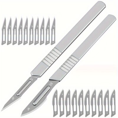 [:en]2pcs Handle Scalpel+10pcs Blades, 11# 23# Carbon SteelSurgical Scalpel DrY Utility Knife Cutting Tool PCB RepairAnimal Surgical Knife[:ar]2pcs Handle Scalpel+10pcs Blades, 11# 23# Carbon SteelSurgical Scalpel DrY Utility Knife Cutting Tool PCB RepairAnimal Surgical Knife[:]