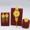 Middle East Dubai Luxury Set: Bridal Flower Necklace, Bracelet, Earrings & Ring Party Wedding Versatile Set for Women - Image 6