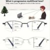 1pc Elegant Square Frame 4-in-1 Photochromic Multifocal Progressive Reading Glasses, Acrylic Lens, Metal Semi-Rimless with Memory Hinges, Comfortable Business Style, Portable with Case for Businessmen - Image 9