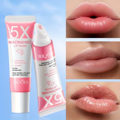 1 tube 5X Niacinamide Pink Tender Lips Lip Mask - Hydrating & Moisturizing Lip Treatment with Plant-Based Squalane, Ultra Smooth & Dry Cracking Lip Care, Beauty Essentials|Soothing Lip Treatment|Niacinamide Benefits