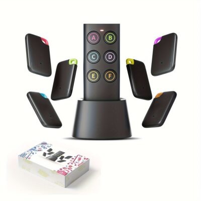 Key Finder, Wireless Key Tracker, 80dB RF Item Locator, Effective Range 39.93 meter, 1 Transmitter and 6 Receivers, for Finding Lost Keys, Remote Controls, Car Keys, Lost Items/Sound Emitting Items Finder