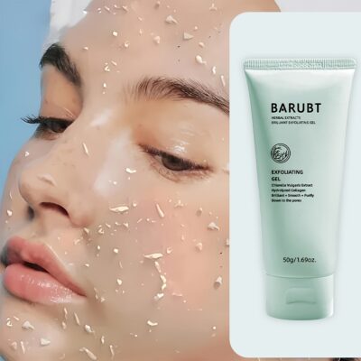 BARUBT 50g Herbal Exfoliating Gel with Salicylic Acid, Nicotinamide, Collagen & Aloe - Physical Exfoliator for Brighter, Smoother Light Beige - Hypoallergenic Formula for All Light Beige Types, Daily Use to Even Complexion & Reduce Dryness, Light Beige Ex