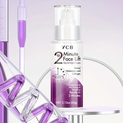 YCB 2-Minute Face Lift Day & Night Cream - with Retinol, Collagen, Turmeric, Hyaluronic Acid & Vitamin CE - Moisturizing & Smoothing for All Skin Types - Alcohol-Free, 2.12oz/60g