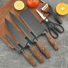 6pcs, Knife Set, Fat Handle, Wood Grain Covering, Kitchen Set, Knife With Melon Planing, Color Boxed, In Stock Wholesale - Image 2